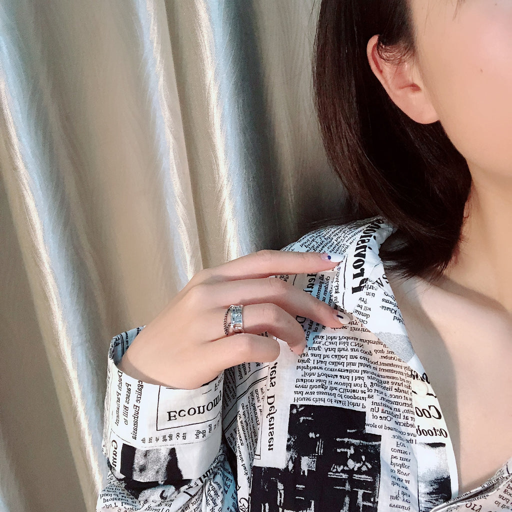 2021 Retro Saturn Chain Ring Planet Rings Silver Color Braided Chain Personality Adjustable Opening Finger Ring