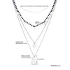 3 Layer Black Beads Chain Love Heart Pendent Stainless Steel Necklaces For Woman Silvery Link Chain Necklace Vintage Jewelry