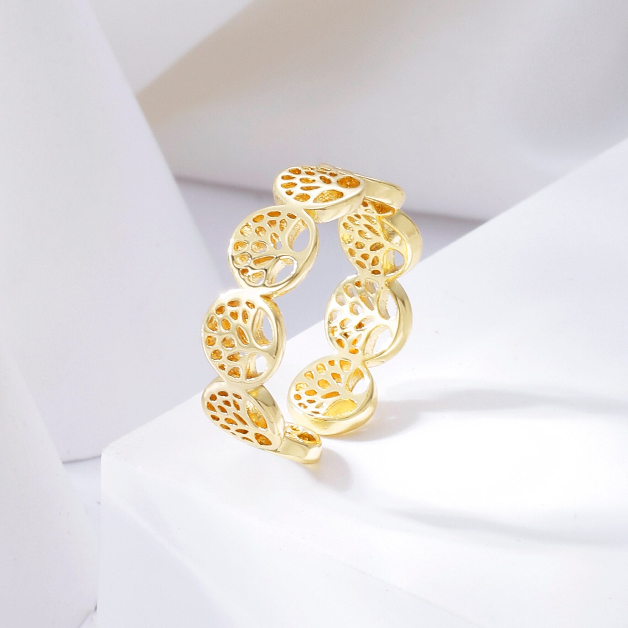 316L Stainless Steel Tree of Life Rings For Women Gold Rings Pattern Finger Rings Girl  Party/Wedding Rings Jewelry