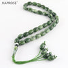 New 33 Bead Bracelet Islam Muslim Allah Sculpting Text Bead Green Allah Beads Hand Bracelet 10*13mm tasbih Memorial Gift