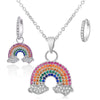 3pcs/set Jewelry Sets CZ Zircon Rainbow Pendant Necklace Hoop Earrings Cute Charms Jewelry For Women Gift