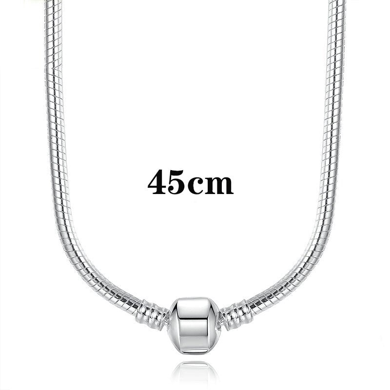 45CM Length Silver Color Charm Necklace Snake Chain Fit Brand Original Pendant Necklaces For Women Lover DIY Jewelry Gift