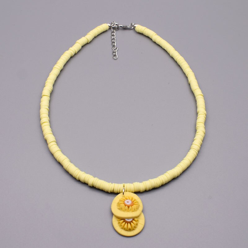 6mm Polymer Clay Necklace Beach Soft Pottery Choker Clay Pendants Necklace Colorful Collar Handmade Femme Jewelry Gifts