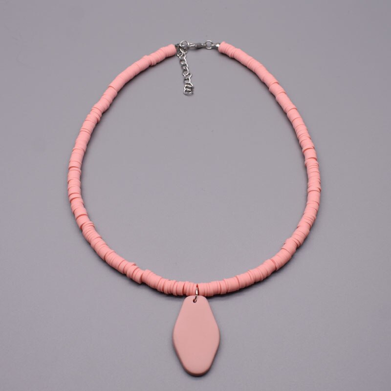 6mm Polymer Clay Necklace Beach Soft Pottery Choker Clay Pendants Necklace Colorful Collar Handmade Femme Jewelry Gifts