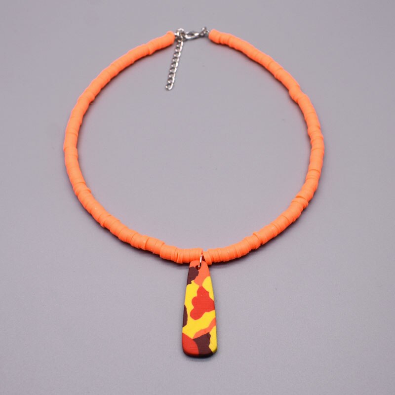6mm Polymer Clay Necklace Beach Soft Pottery Choker Clay Pendants Necklace Colorful Collar Handmade Femme Jewelry Gifts