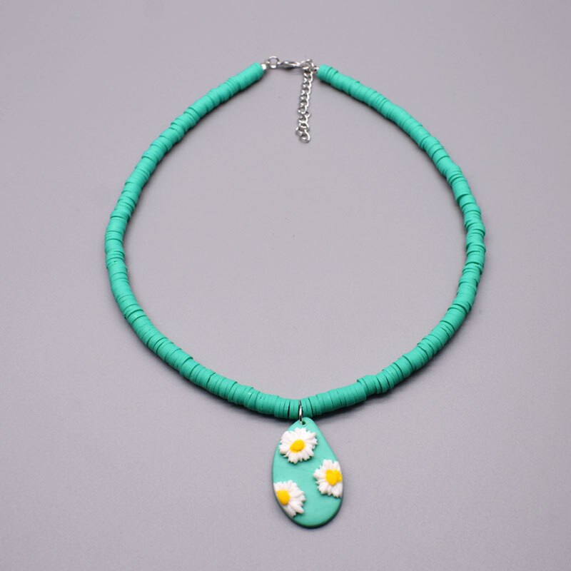6mm Polymer Clay Necklace Beach Soft Pottery Choker Clay Pendants Necklace Colorful Collar Handmade Femme Jewelry Gifts