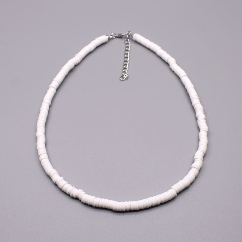 6mm Polymer Clay Necklace Beach Soft Pottery Choker Clay Pendants Necklace Colorful Collar Handmade Femme Jewelry Gifts
