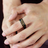 8Mm Men's Black Brushed Tungsten Ring Zircon Inlaid Gold Grooved Line Ring Men's Wedding Band Jewelry Gift Size 6-13