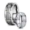 8Mm Men's Black Brushed Tungsten Ring Zircon Inlaid Gold Grooved Line Ring Men's Wedding Band Jewelry Gift Size 6-13
