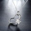 925 Sliver Butterfly in Heart Pendant Link Chain Or Beads Chain Jewelry For Women &Girls Trendy anniversary Gift