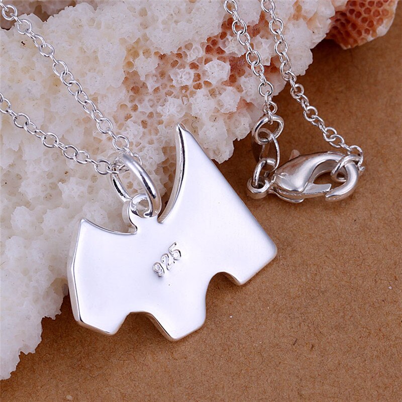 925 Sliver Dog Pendant Link Chain Or Beaded Chain Necklace Jewelry For Women&Girls Wedding EngagementBeautiful Gift