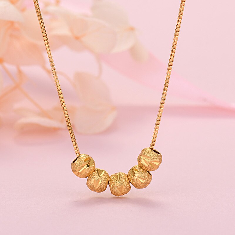 925 Stamped Silver 18K Gold Color beautiful lucky beads Chain Necklace For Women Man fine Wedding Party Jewelry gift