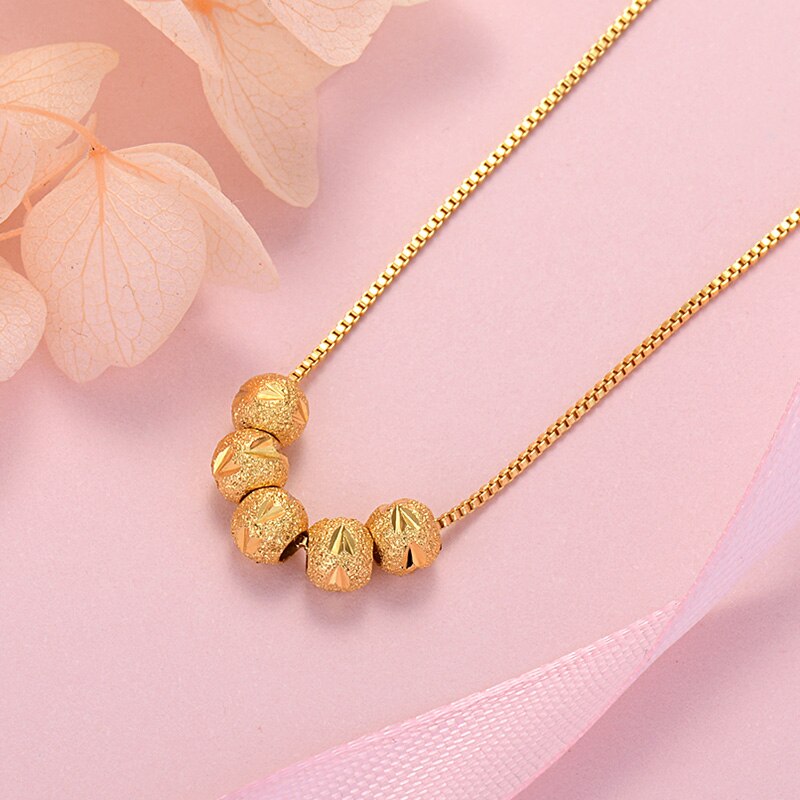 925 Stamped Silver 18K Gold Color beautiful lucky beads Chain Necklace For Women Man fine Wedding Party Jewelry gift