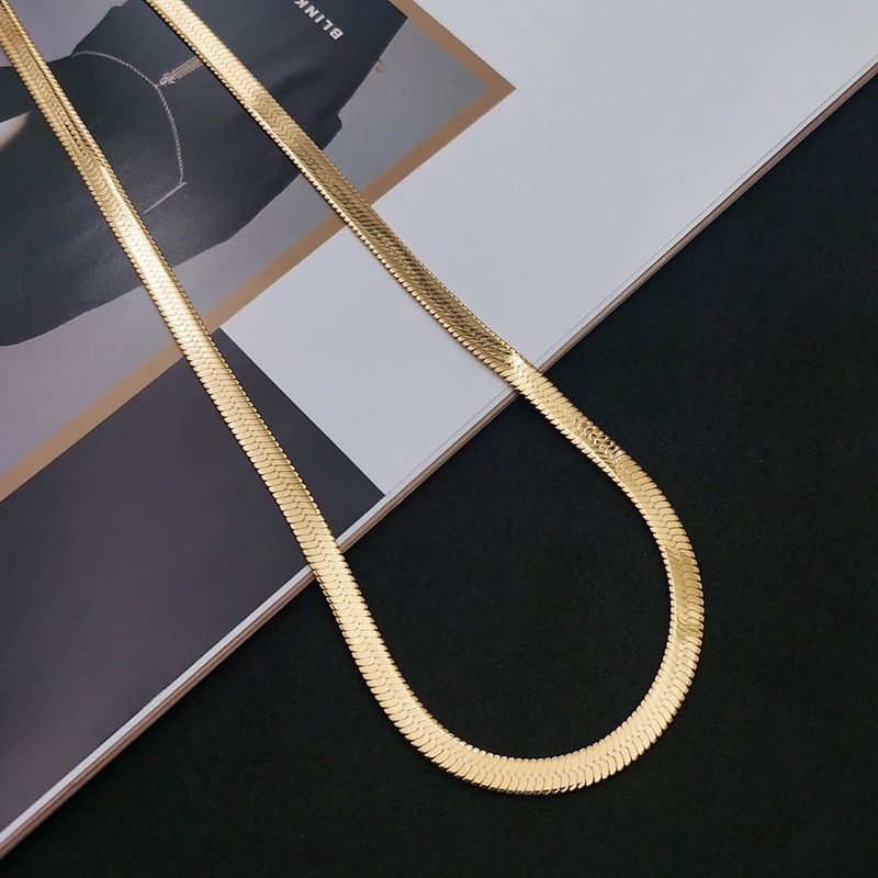 925 Stamped silver 18K Gold color 4MM chain Clavicle Necklace for Women  Fine Jewelry wedding gift choker Gift