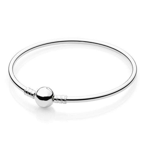 New 925 Sterling Silver Bracelets Bangles Ball Circular Clasp Clip Suitable For Women Jewelry fit Lady Beads Charms Penant