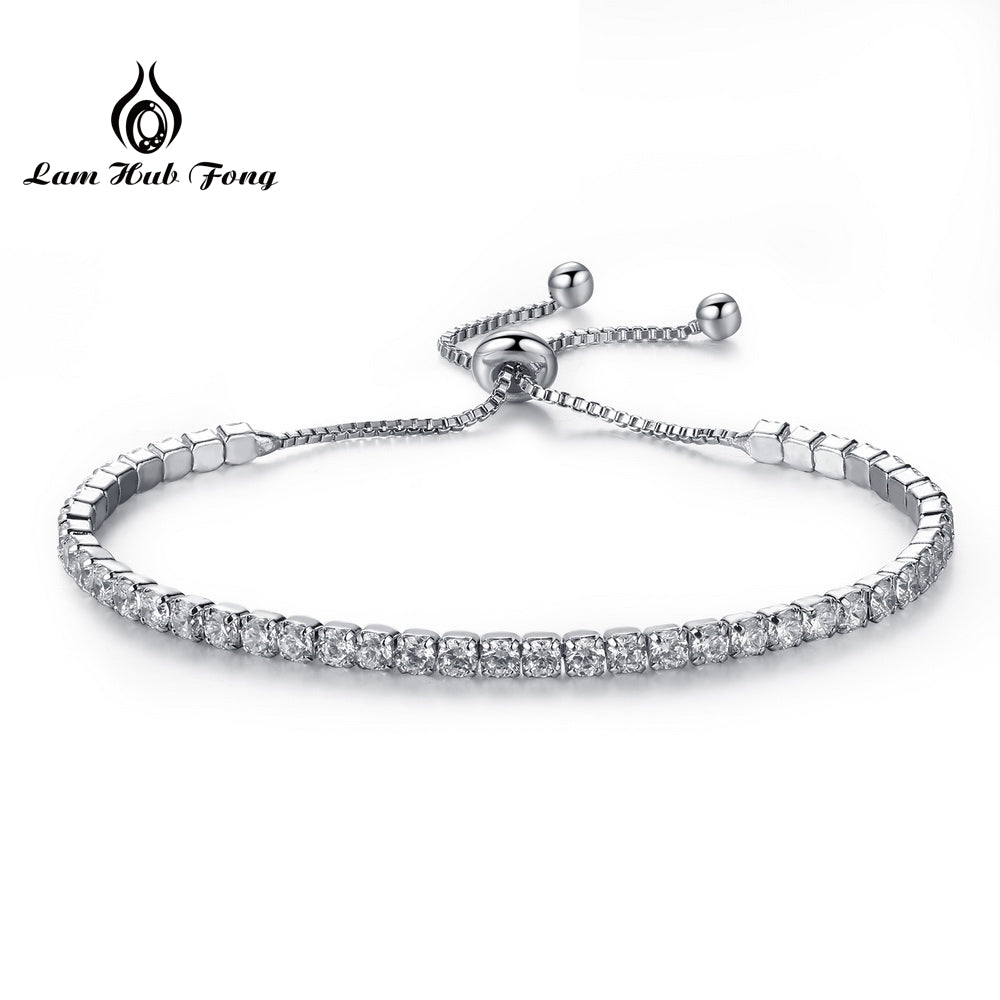 New 925 Sterling Silver Charm Bracelet Round Cubic Zircon Bangles AAA CZ Luxury Women Wedding Jewelry Gift Party Wholesale