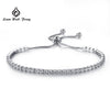 New 925 Sterling Silver Charm Bracelet Round Cubic Zircon Bangles AAA CZ Luxury Women Wedding Jewelry Gift Party Wholesale