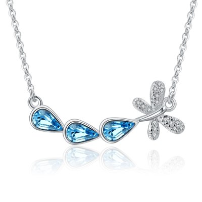New 925 Sterling Silver Crystal Pendant Necklace Sterling Silver Jewelry Pure Silver Dragonfly Necklaces Women Jewelry Wholesale