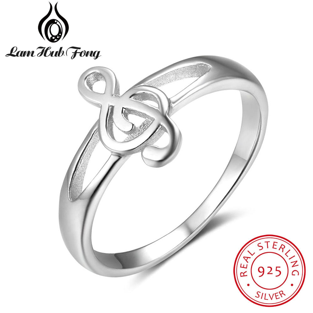 New 925 Sterling Silver Musical Note Women Rings Female Finger Rings for Women S925 Silver Jewelry Size 6 7 8 9 (Lam Hub Fong)