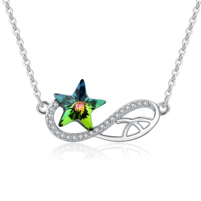 New 925 Sterling Silver Necklace Classic Geometric Shape Star Crystal Pendants & Necklaces Rhinestone sterling-silver-jewelry