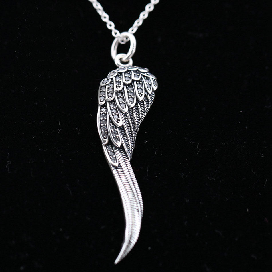 New 925 Sterling Silver Necklace Eagle Wings With Clear Cubic Zirconia Pendant Necklaces For Women Wedding Gift Fine Jewelry