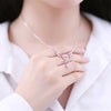 New 925 Sterling Silver Necklaces For Women Sterling Silver Jewelry Heart & Water Drops Crystal Pendant Necklaces Lover Gift