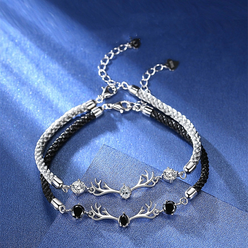 925 Sterling Silver original designer Deer Zircon crystal Bracelet for Women Party Wedding Jewelry Christmas Gifts