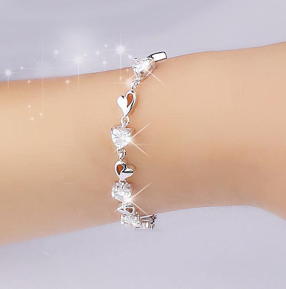 New 925 Trendy Wedding Bracelet Jewelry Real 925 Sterling Silver Natural Crystal Bracelets for Women Brand BSW436