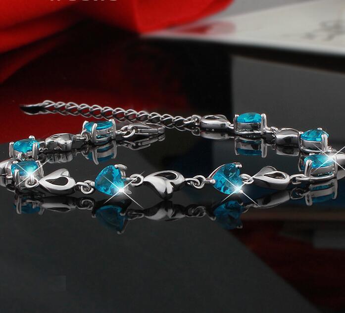 New 925 Trendy Wedding Bracelet Jewelry Real 925 Sterling Silver Natural Crystal Bracelets for Women Brand BSW436