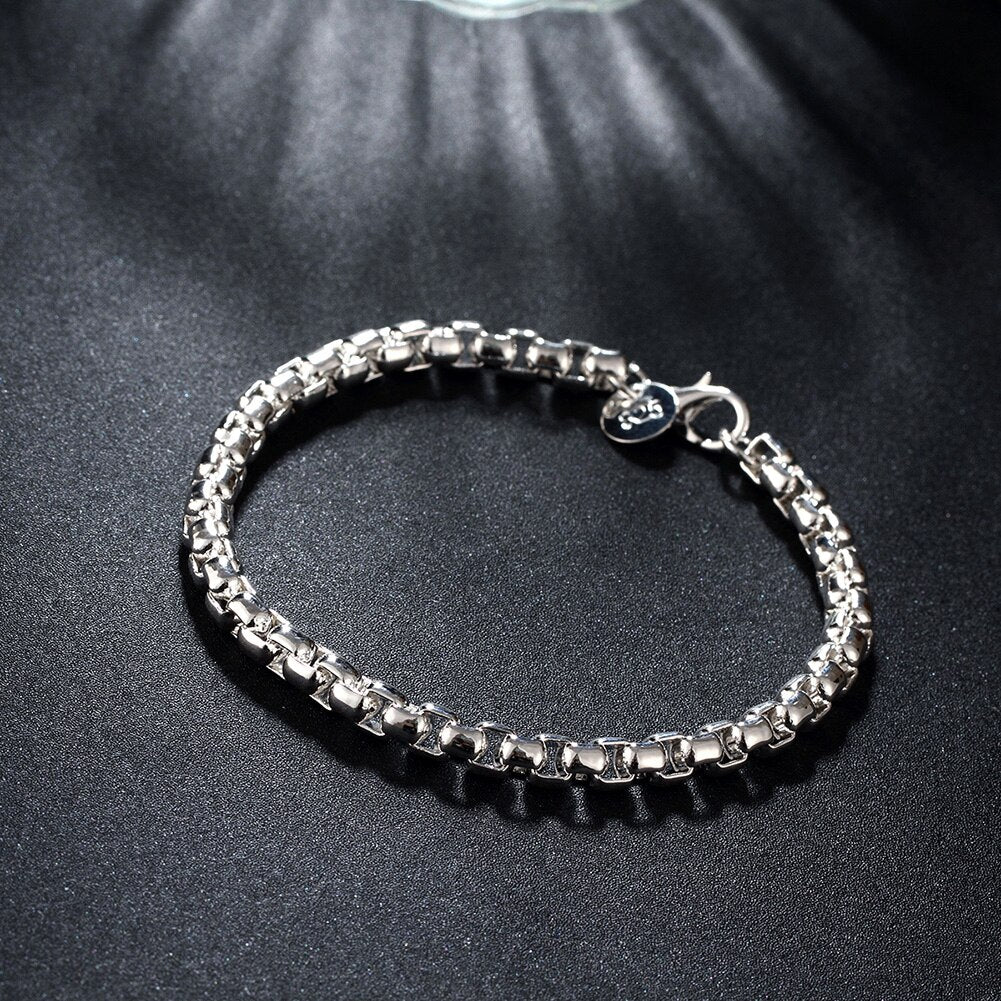 925 sterling silver fine 4MM Round lattice Bracelet for woman Street Wedding party Holiday gift streetwear jewelry