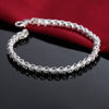 925 sterling silver fine 4MM Round lattice Bracelet for woman Street Wedding party Holiday gift streetwear jewelry