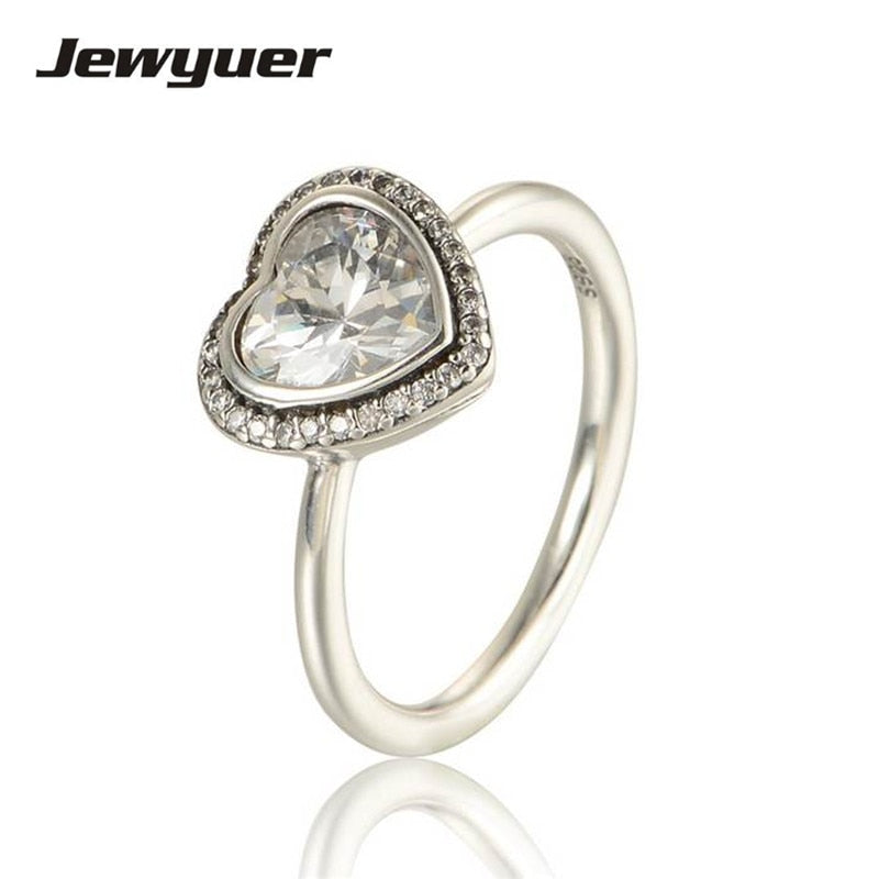 New 925 sterling silver fine Jewelry Silver Heart Rings For Women Engagement wedding Ring anillos   RIP028