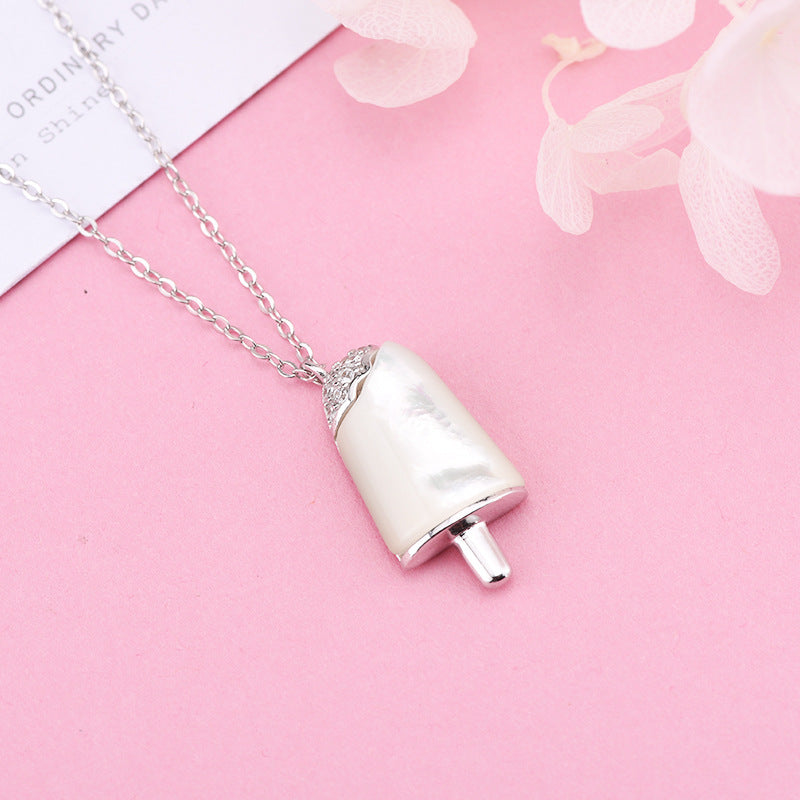New 925 sterling silver ice cream necklace for women mosai zircon green white ice cream summer jewelry 2020 pendant necklace
