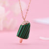 New 925 sterling silver ice cream necklace for women mosai zircon green white ice cream summer jewelry 2020 pendant necklace