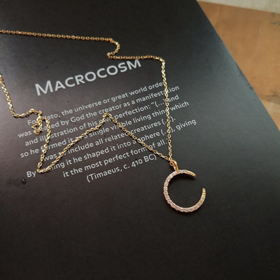 New 925 sterling silver mosaic zircon moon necklace simple trendy element design clavicular chain for women charms jewelry gift