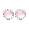 New 925 sterling silver natural stone 100% rose quartz round stud earrings simple design wild earrings for women holid gift