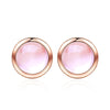 New 925 sterling silver natural stone 100% rose quartz round stud earrings simple design wild earrings for women holid gift