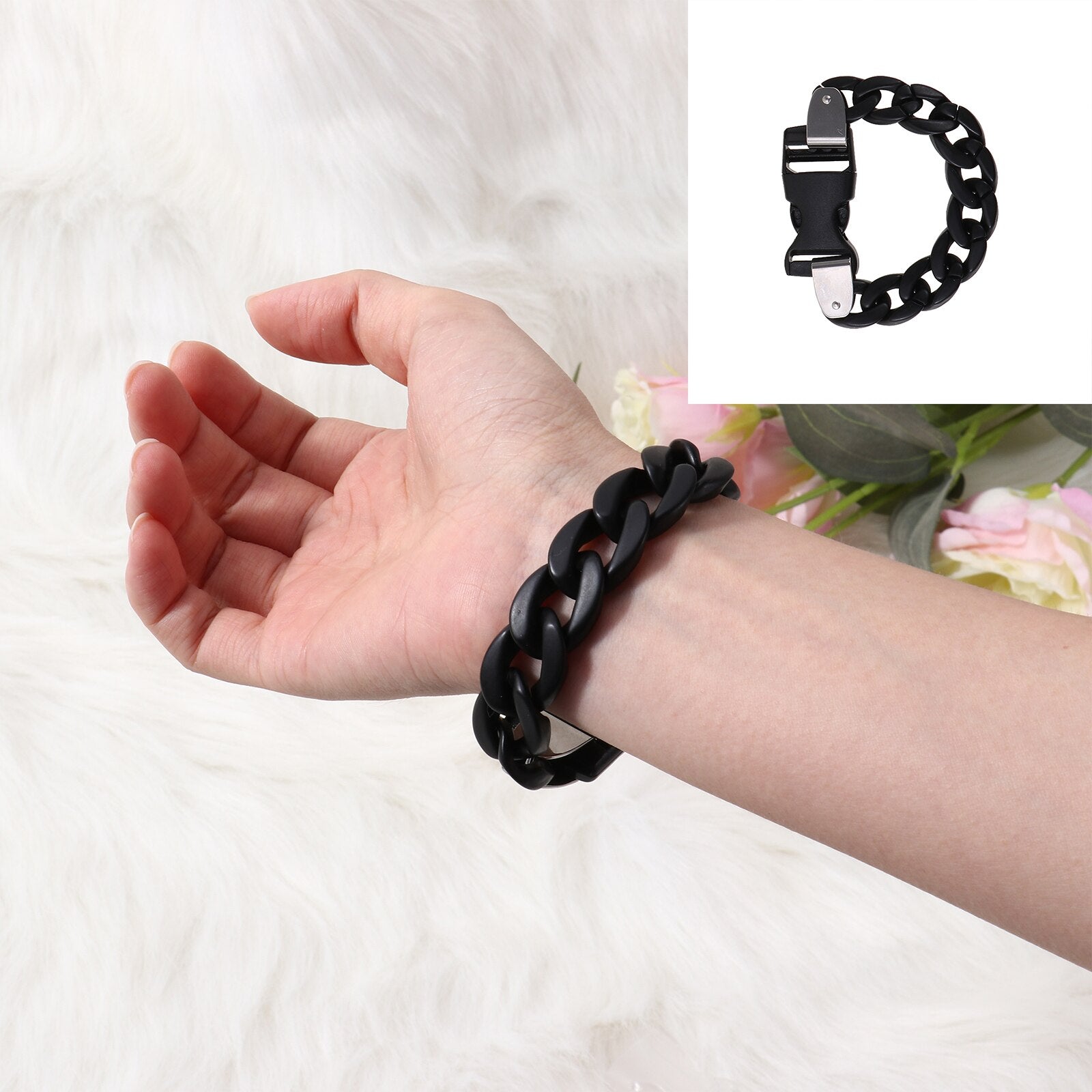 Acrylic Chains Metal Lock Buckle Necklace Rock Punk Clear Chain Choker Necklace Couples Hiphop Bracelet Jewelry