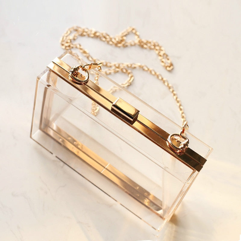 Acrylic Transparent Women Clutch Bag Chain  Brand Women Messenger Bag Evening Bag Handbag Chain Shoulder Bag