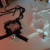 Adjustable Lace Choker with Bell Sweet Cute Gothic Choker Necklaces Collar for Women Girls Detachable Cosplay Party Jewelry