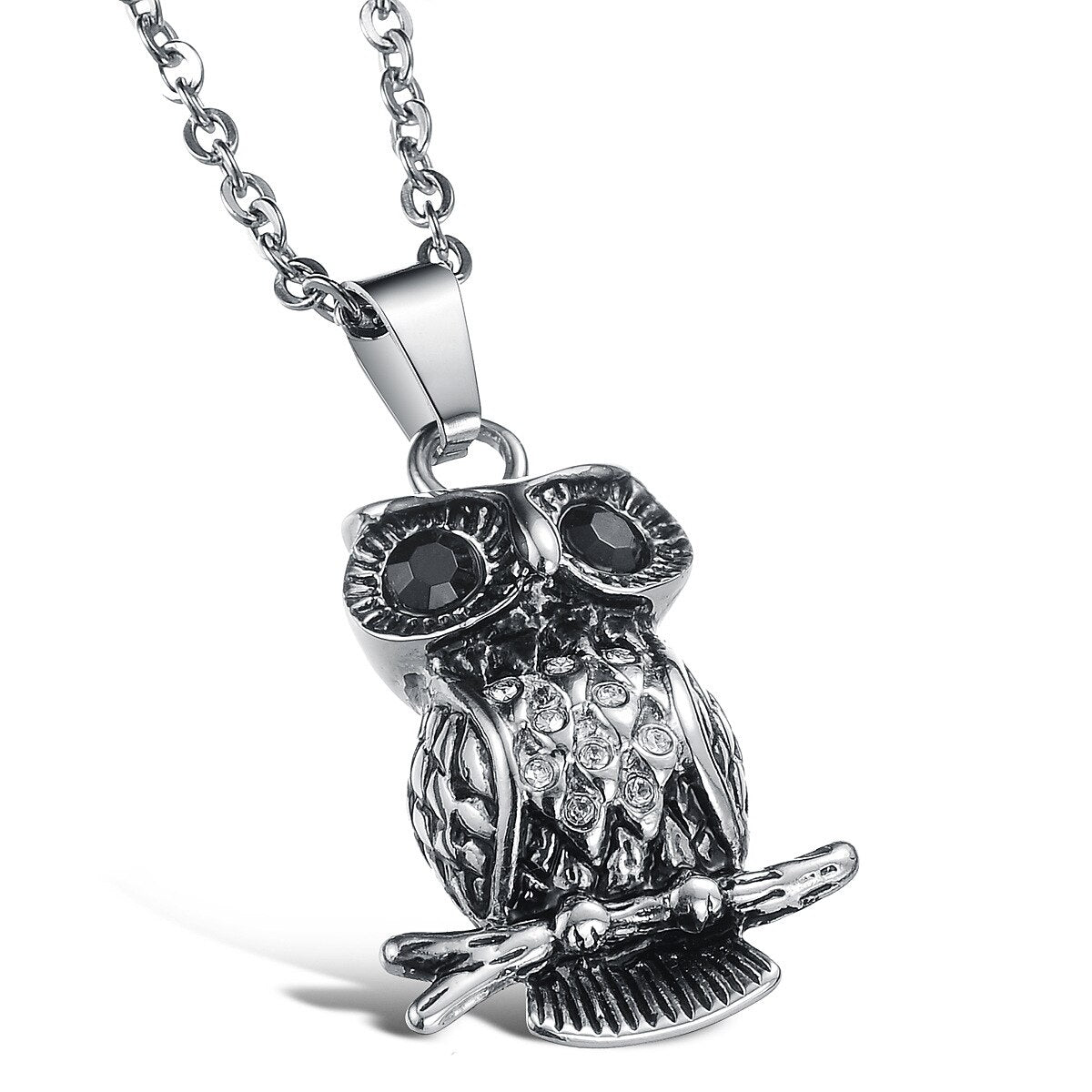 Animal Owl Pendant Necklace Men's Necklace Bohemian Crystal Inlaid Sliding Metal Necklace Pendant Accessories Party Jewelry