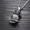 Animal Owl Pendant Necklace Men's Necklace Bohemian Crystal Inlaid Sliding Metal Necklace Pendant Accessories Party Jewelry