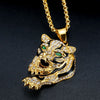 Animal Tiger Pattern Pendant Necklace Men's Necklace Crystal Inlaid Necklace Metal Sliding Pendant Accessories Party Jewelry