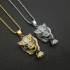 Animal Tiger Pattern Pendant Necklace Men's Necklace Crystal Inlaid Necklace Metal Sliding Pendant Accessories Party Jewelry