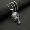 Animal Tiger Pattern Pendant Necklace Men's Necklace Crystal Inlaid Necklace Metal Sliding Pendant Accessories Party Jewelry