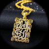 Arab Islamic Style Pendant Necklace for Women Sweater Chain Muslim Scripture Inlaid Gold-Plated Necklace Pendant Accessories