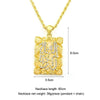 Arab Islamic Style Pendant Necklace for Women Sweater Chain Muslim Scripture Inlaid Gold-Plated Necklace Pendant Accessories