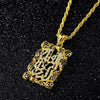 Arab Islamic Style Pendant Necklace for Women Sweater Chain Muslim Scripture Inlaid Gold-Plated Necklace Pendant Accessories