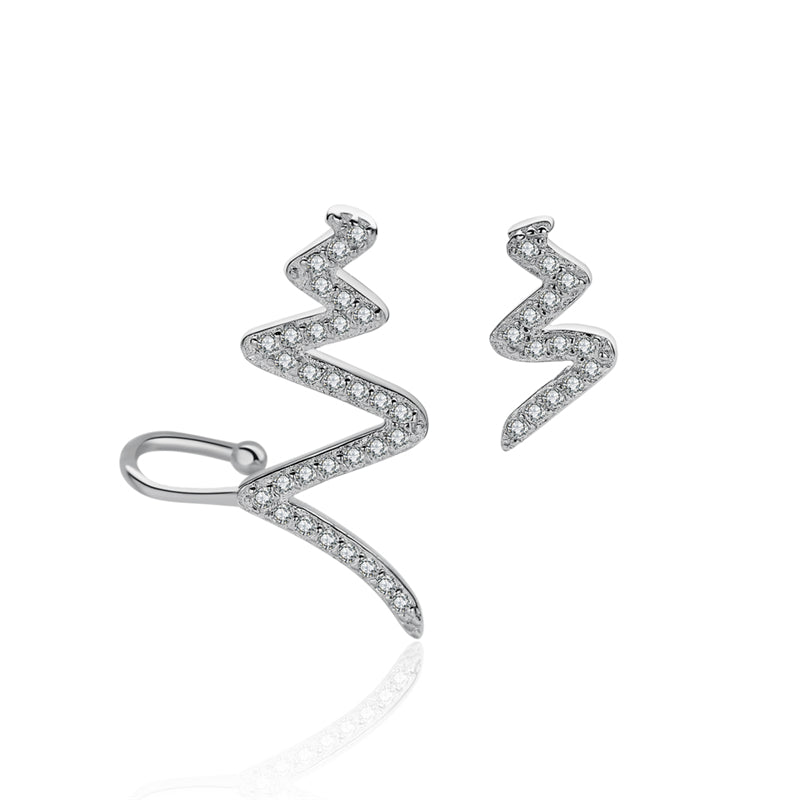 New Arrival 100% 925 Sterling Silver Exquisite Lightning Inlaid With Full Clear Zircon Stud Earrings for Women Fine Jewelry