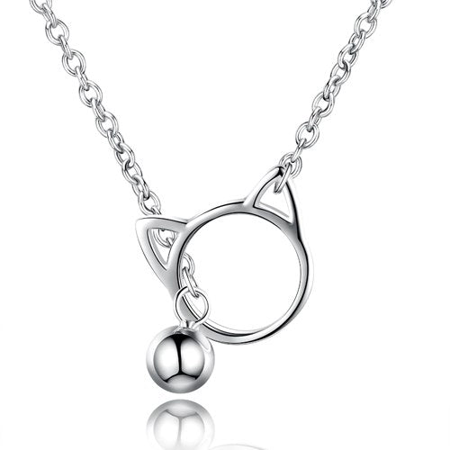 New Arrival 100% Genuine 925 Sterling Silver Pet Cat Drop Beads Cute Animal Pendant Necklaces Women Silver Fashion Jewelry Gift